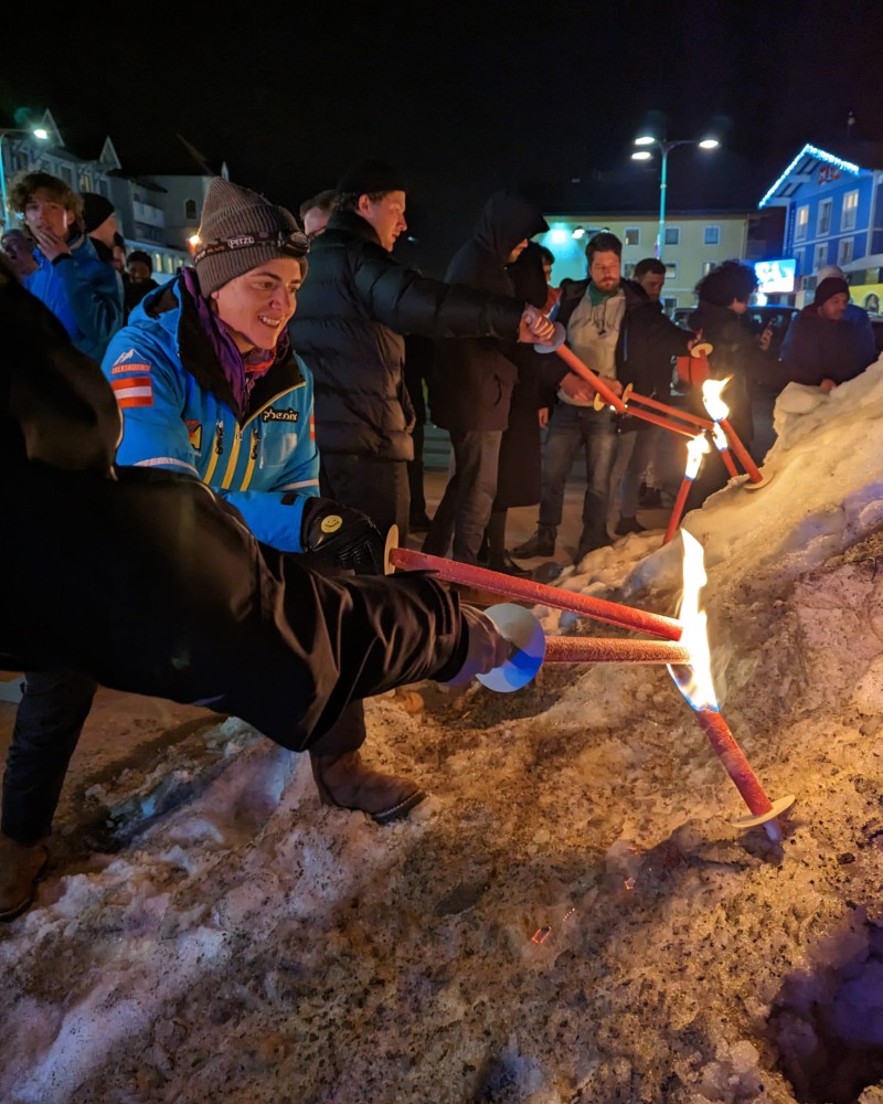 Torch hike in winter