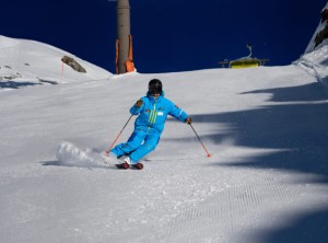 Skiing on the ski slope in Obertauern